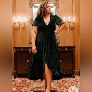 NWT BALTIC BORN ribbed velvet wrap green christmas dresss XXXL